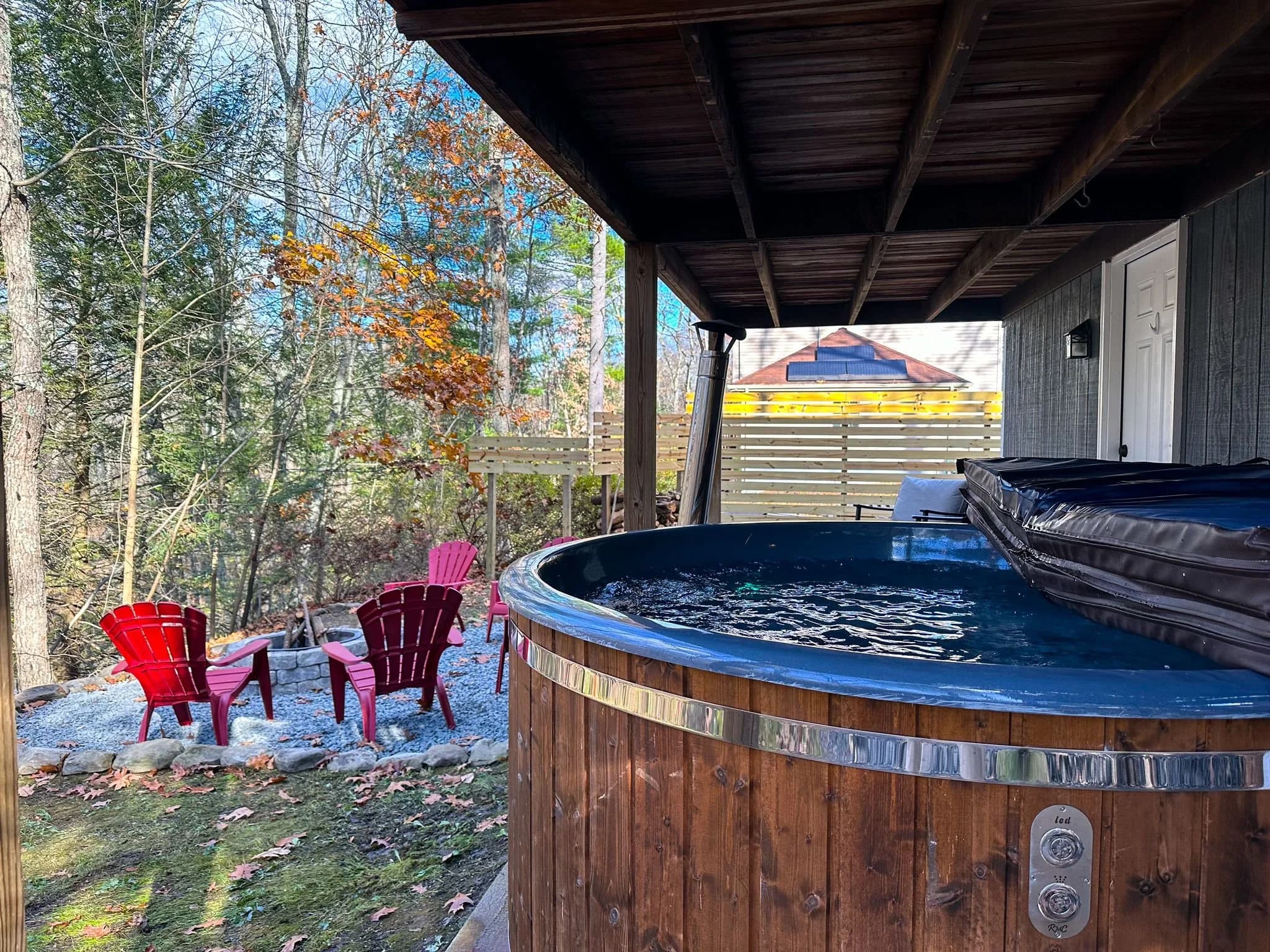 Hot tub installed on deck